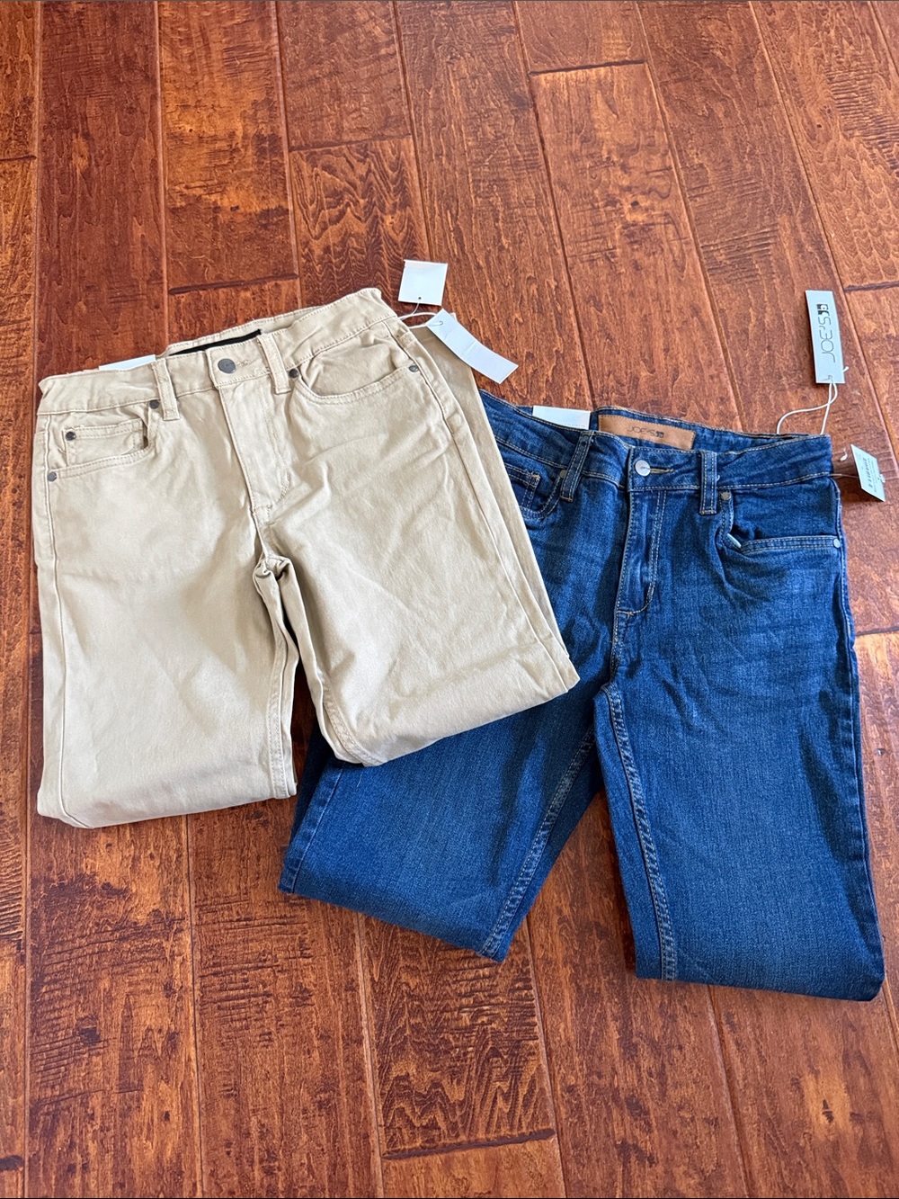Joe's Jeans Slim Straight in Khaki and Dark Blue Denim